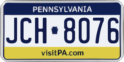 PA license plate JCH8076
