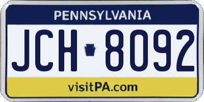 PA license plate JCH8092