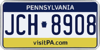 PA license plate JCH8908