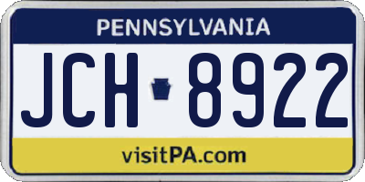 PA license plate JCH8922