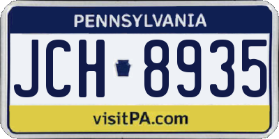 PA license plate JCH8935
