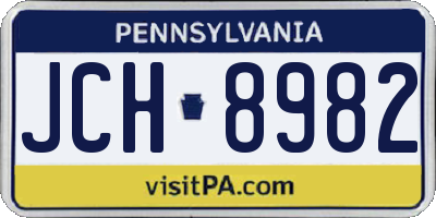 PA license plate JCH8982