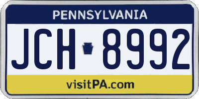PA license plate JCH8992
