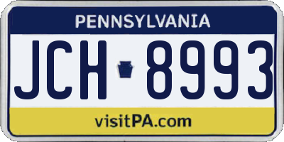 PA license plate JCH8993