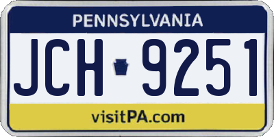 PA license plate JCH9251