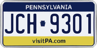PA license plate JCH9301