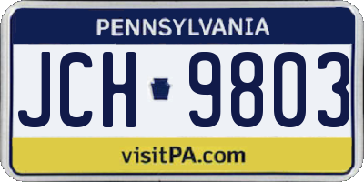 PA license plate JCH9803
