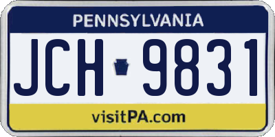 PA license plate JCH9831