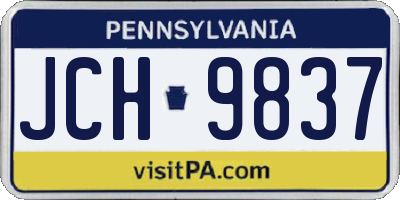 PA license plate JCH9837