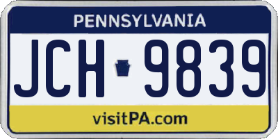 PA license plate JCH9839