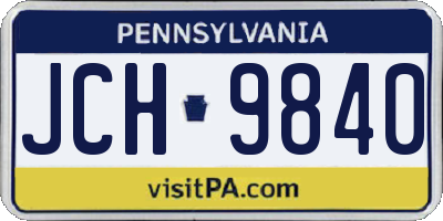 PA license plate JCH9840