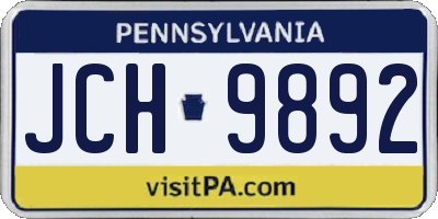 PA license plate JCH9892