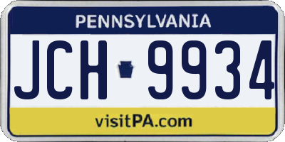 PA license plate JCH9934