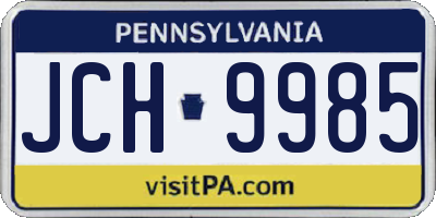 PA license plate JCH9985