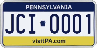 PA license plate JCI0001