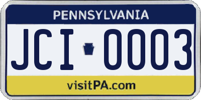 PA license plate JCI0003