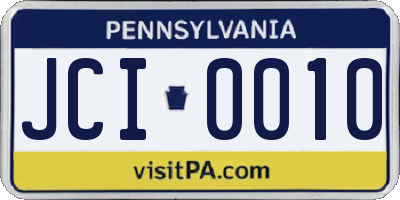 PA license plate JCI0010
