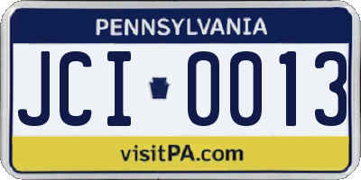 PA license plate JCI0013