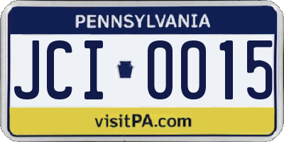 PA license plate JCI0015