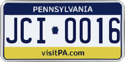 PA license plate JCI0016