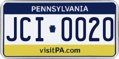 PA license plate JCI0020