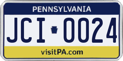 PA license plate JCI0024