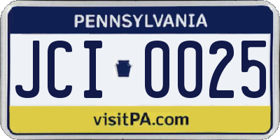 PA license plate JCI0025