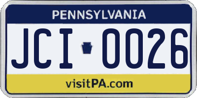 PA license plate JCI0026
