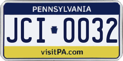 PA license plate JCI0032