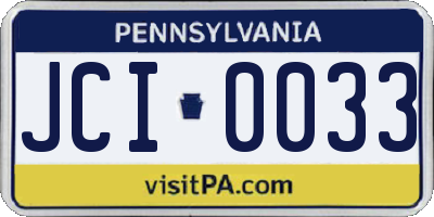 PA license plate JCI0033