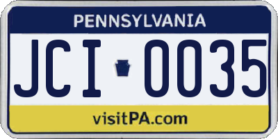 PA license plate JCI0035