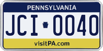 PA license plate JCI0040