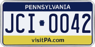 PA license plate JCI0042