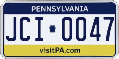 PA license plate JCI0047