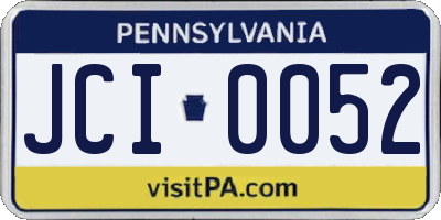 PA license plate JCI0052