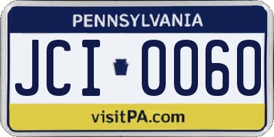 PA license plate JCI0060