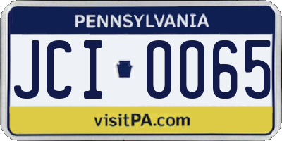 PA license plate JCI0065