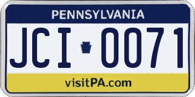 PA license plate JCI0071