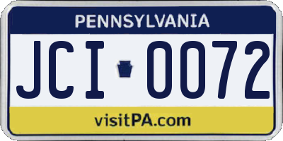 PA license plate JCI0072