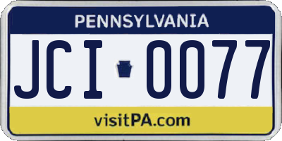 PA license plate JCI0077