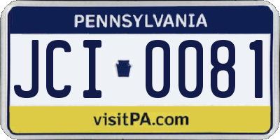 PA license plate JCI0081