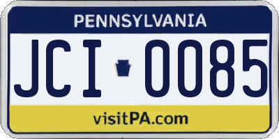 PA license plate JCI0085