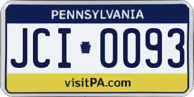 PA license plate JCI0093