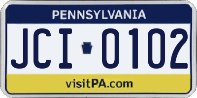PA license plate JCI0102