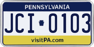 PA license plate JCI0103