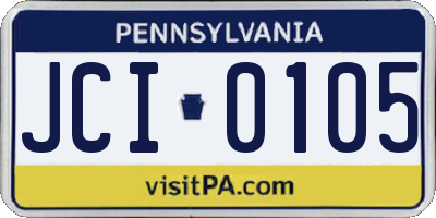 PA license plate JCI0105
