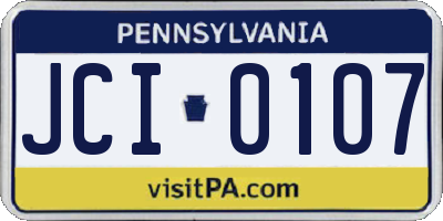 PA license plate JCI0107