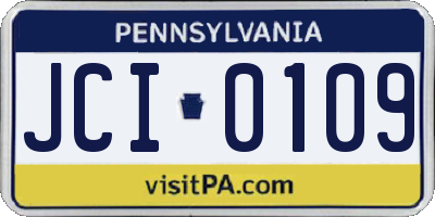 PA license plate JCI0109