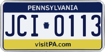 PA license plate JCI0113