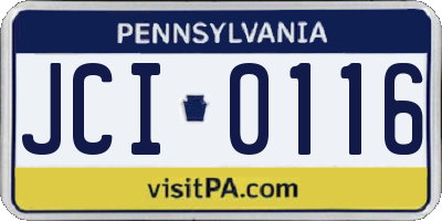 PA license plate JCI0116
